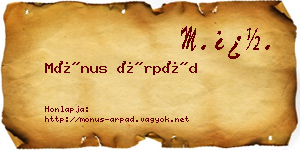 Mónus Árpád névjegykártya