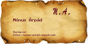 Mónus Árpád névjegykártya